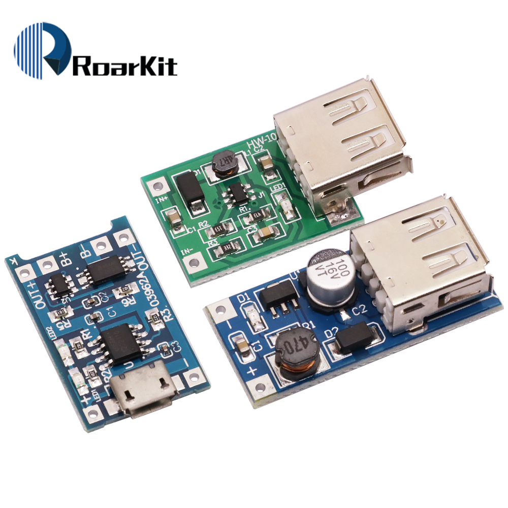 Tp4056 Module - USBモバイルパワーブーストモジュール,ステップコンバーターボード,DC-DC, 0.9v-5v,600ma,tp4056,18650, 1個,5個,10個