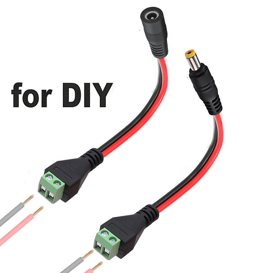 Screw Terminal Block - DC 5.5mmx2.1mm ネジ端子台アダプター電源延長ケーブル DC から 2Pin