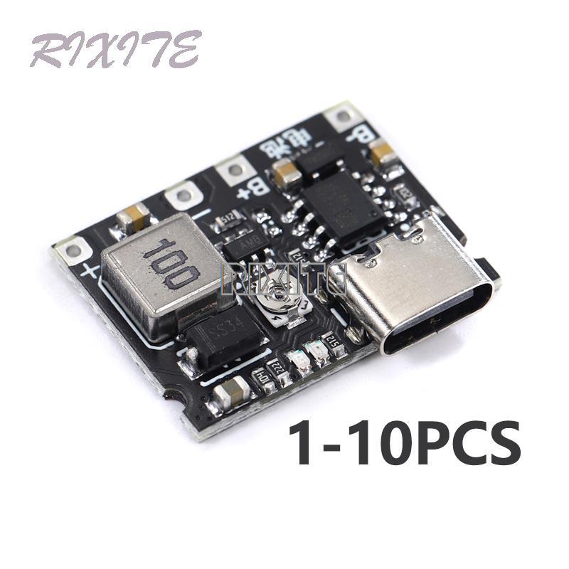 Tp4056 Module - リチウムイオン電池充電器ボード,18650 V,3.7V, DC,制御モジュール,USB Type-c,tp4056,急速充電,1〜10個