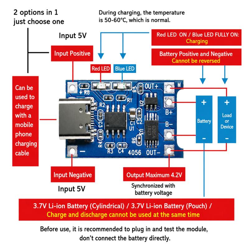 18650 TP4056 リチウムバッテリー充電モジュール  - Tp4056 Module のレビューと価格