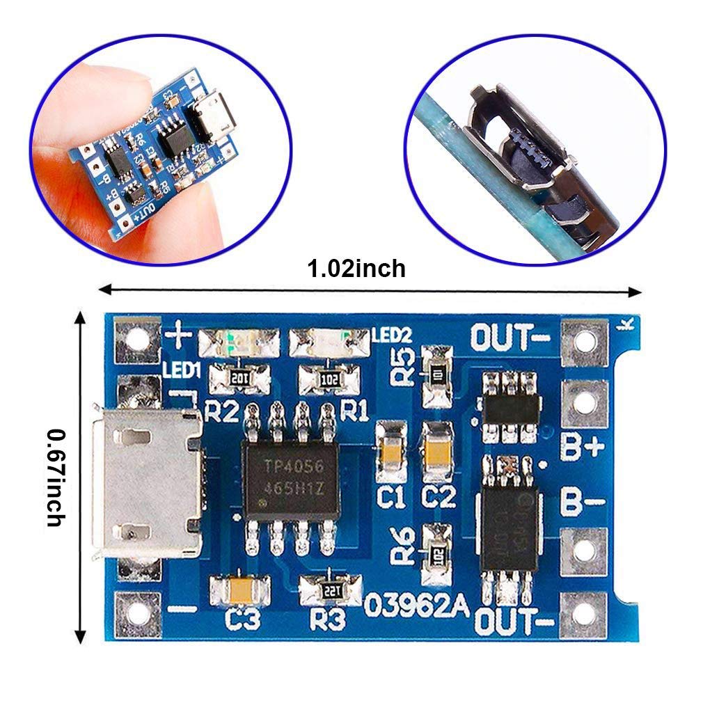 2/5PC タイプ C マイクロミニ 5V1A 18650  - Tp4056 Module のレビューと価格