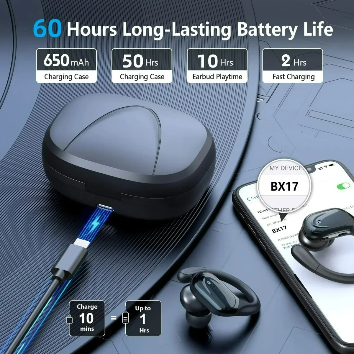 2027年型 QCY ワイヤレスイヤホン スポーツモデル 5 - Usb C Cable のレビューと価格